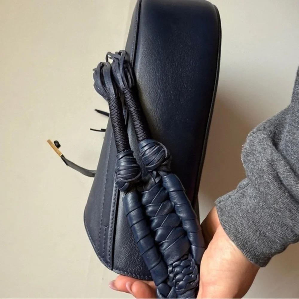 Altuzarra‎ Leather Bull Rope Ghianda Knot Tassel Navy Leather Hobo Bag, Navy